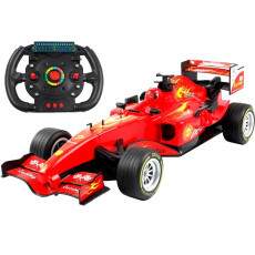 Ferrari de Formula 1 Carro Realista Grande Som Luz Controle de Volante Recarreg�vel Vermelho