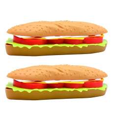 2 Lanches Educativo para Montar e Desmontar encaixando Ingrediente Baguete de Brinquedo