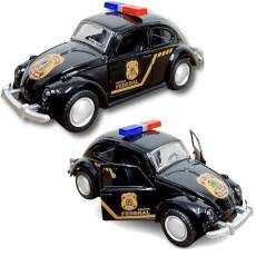 Fusca de Metal 12cm Brinquedo Fric��o Pol�cia Federal 1:32