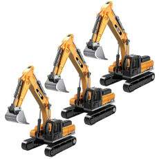 3 Escavadeiras Miniatura Brinquedo Infantil GLW Articulada