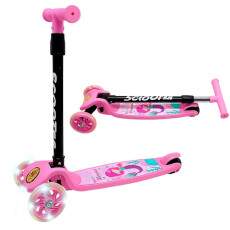 Patinete Infantil Meninas Sereia com Luzes 3 Rodas Rosa