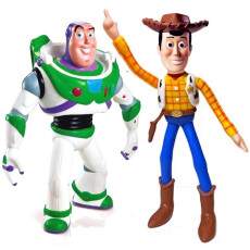 2 Bonecos Toy Story Woody e Buzz Lightyear de Vinil Original