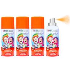 4 Tintas Laranja Spray Cabelo Maluco Lav�vel Carnaval Festa