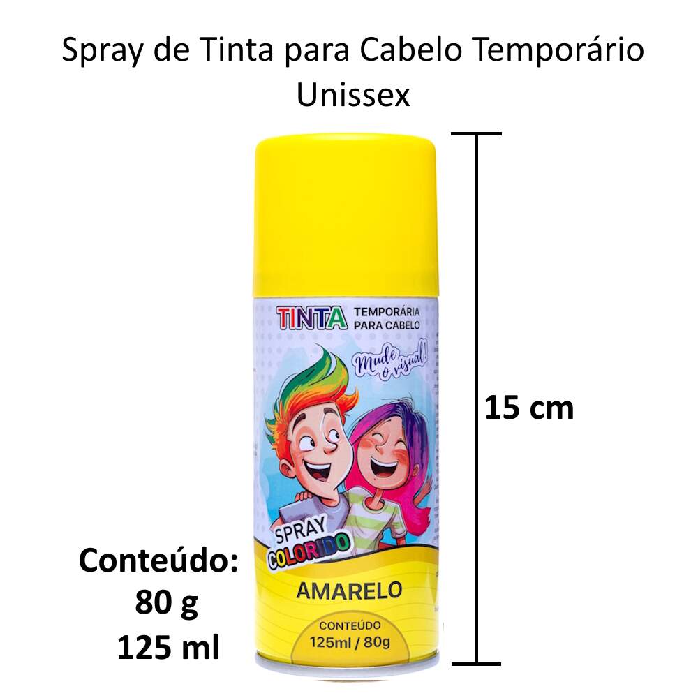Tinta Spray Amarelo Cabelo Maluco Lavável Carnaval Infantil - Flix ...