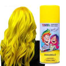 Tinta Spray Amarelo Cabelo Maluco Lav�vel Carnaval Infantil