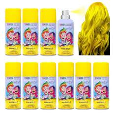10 Tintas Spray Cabelo Maluco Lav�vel Amarelo Festa Halloween Atacado Revenda