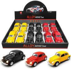 Caixa 12 Fuscas de Metal com Farol Abertura 4 Portas Atacado