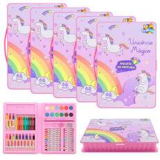 5 Estojos Colorir Unic�rnio 68p�s lembran�a Festa Presente