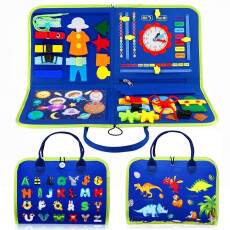 Maleta p/Beb�s Multissensorial Livro Montessori de Atividade Azul