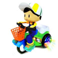 Brinquedo Infantil Bicicleta com Boneco Empina Gira 360 com Sons Luz Verde