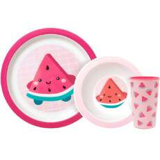 Kit Refei��o Infantil Prato Copo e Bowl infantil Frutti de Melancia da Buba