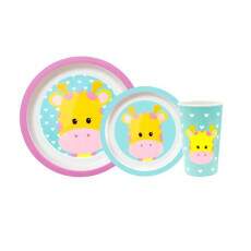 Kit Refei��o Infantil Prato Copo e Bowl infantil de Girafinha - BUBA