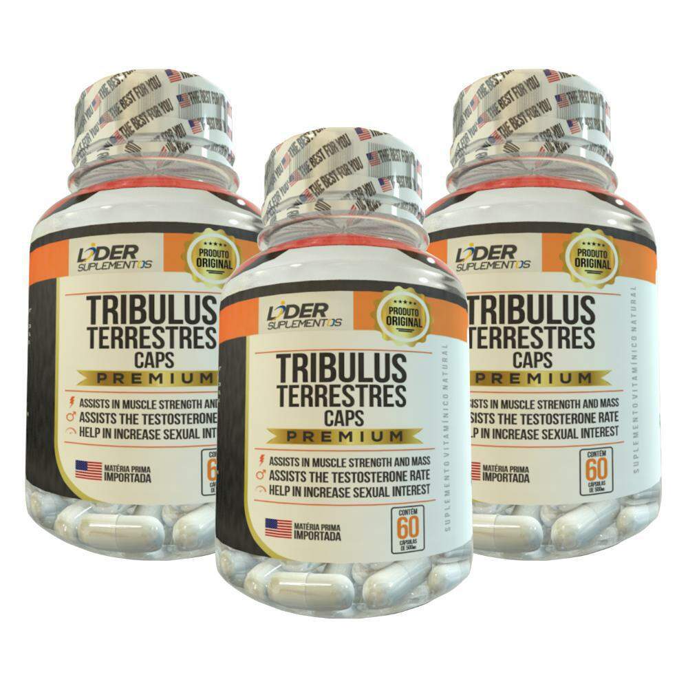Tribulus Terrestres Caps 60 Cápsulas 500Mg Kit Com 3 Potes Líder