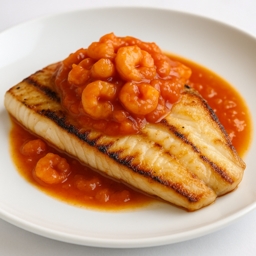 Pescada com molho de camaro
