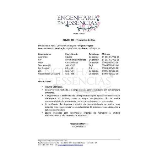 Olivem 400 - Tensoativo da Oliva: 10/06/2026