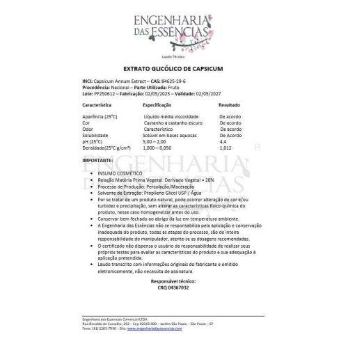 Extrato GLICLICO DE CAPSICUM - nica Opo : 02/05/2027
