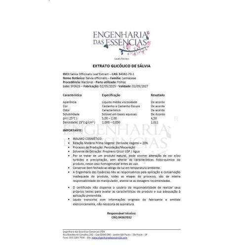 Extrato GLICLICO DE SLVIA - nica Opo: 02/05/2027