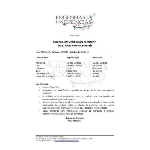 Essncia AMOROSIDADE FEMININA Insp. Amor Amor (Cacharel): 06/2027