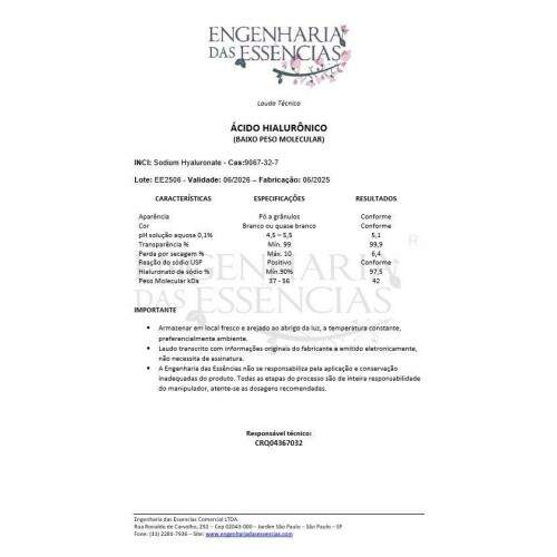 cido Hialurnico P - BAIXO Peso Molecular - nica Opo: 06/2026