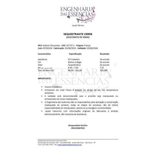 Sequestrante Verde - Gluconato de Sdio / Opes : 03/08/2026
