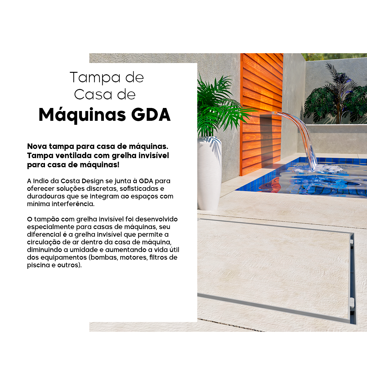 Tampa Casa Máquina Piscina 90x90cm - Alumínio Rebaixo Bege