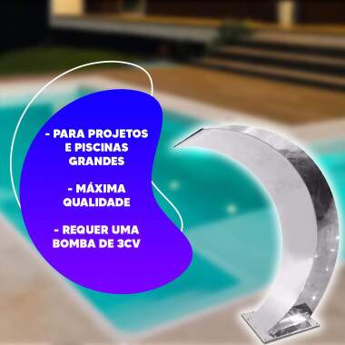 Cascata para Piscina Caldeirao em Ao Inox Escovado Librainox