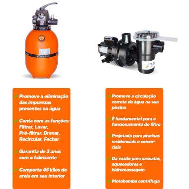 KIT FILTRO F350 MOTOBOMBA 1/3CV NAUTILUS COM AREIA
