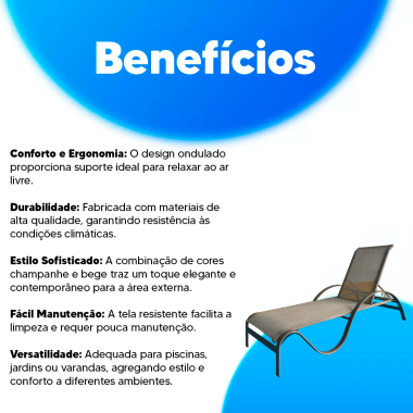 ESPREGUIADEIRA QUALITA ONDULADA TELA COR CHAMPANHE C/ TELA BEGE