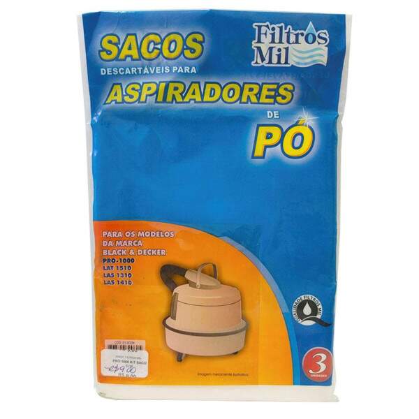 Kit Saco Com 3 Un Para Aspirador BeD PRO1000 1063