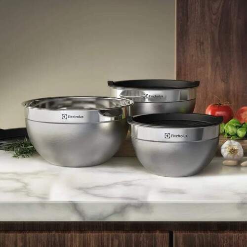 3 Bowls De Inox Electrolux com Tampa Plstica e Muito Estilo