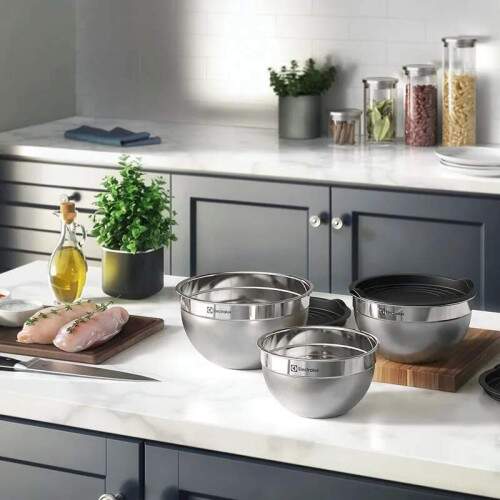 3 Bowls De Inox Electrolux com Tampa Plstica e Muito Estilo