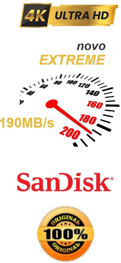 Cartão de Memória 128GB Original Novo Extreme Sandisk - Frete Grátis