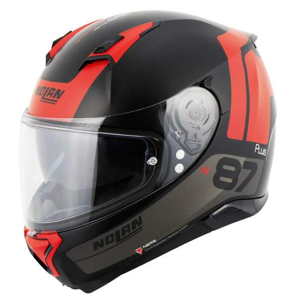 CAPACETE NOLAN N87 PLUS DISTINCTIVE PRT/VERM FOSCO