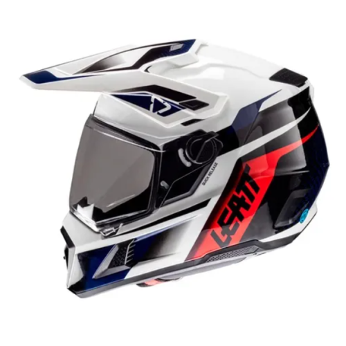 Capacete Leatt 8.5 Adventure Com culos v25 Branco Azul Royal