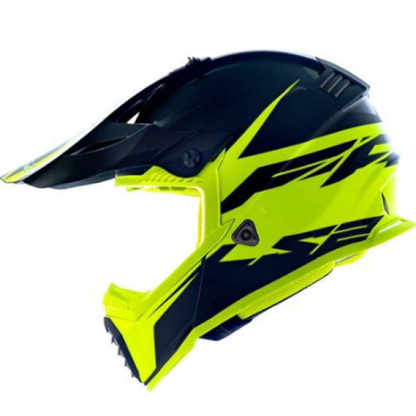 CAPACETE LS2 FAST MX437 ROAR MATTE BLK/HI-VIS-YLW