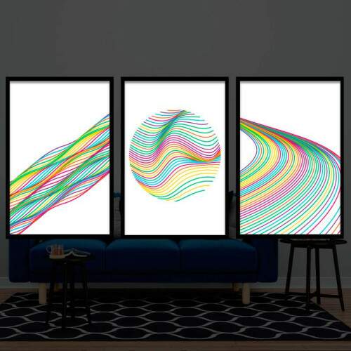 Quadro Trio Minimalista Novos Arco-�ris - Art�stico Premium