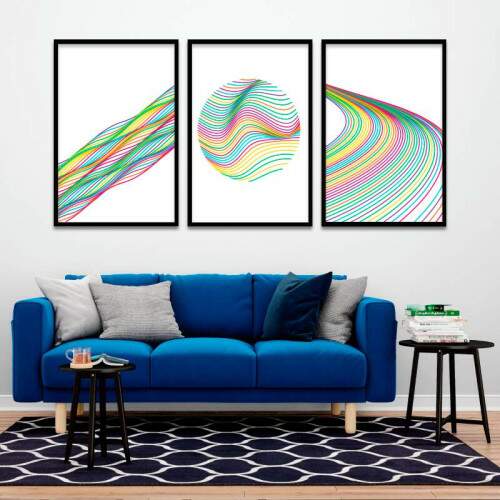 Quadro Trio Minimalista Novos Arco-�ris - Art�stico Premium