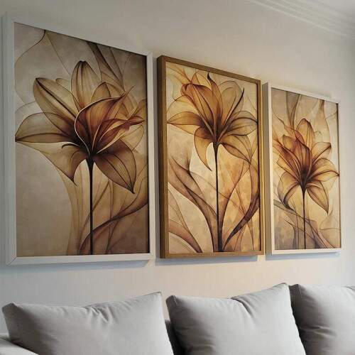Quadro Floral Abstrato Silhuetas: Harmonia e Eleg�ncia
