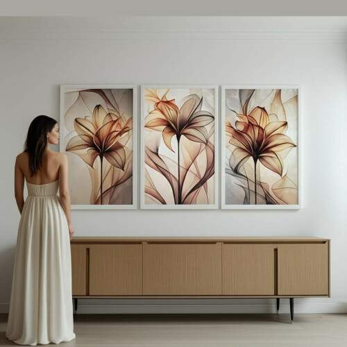 Quadro Floral Abstrato Silhuetas: Harmonia e Eleg�ncia