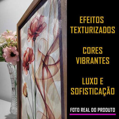 Quadro Floral Abstrato Dan�a das Rosas: Harmonia e Delicadeza