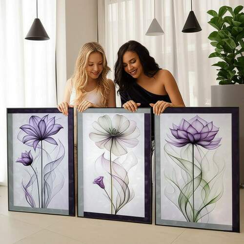 Quadro Floral Abstrato Magia P�rpura: Eleg�ncia Suprema