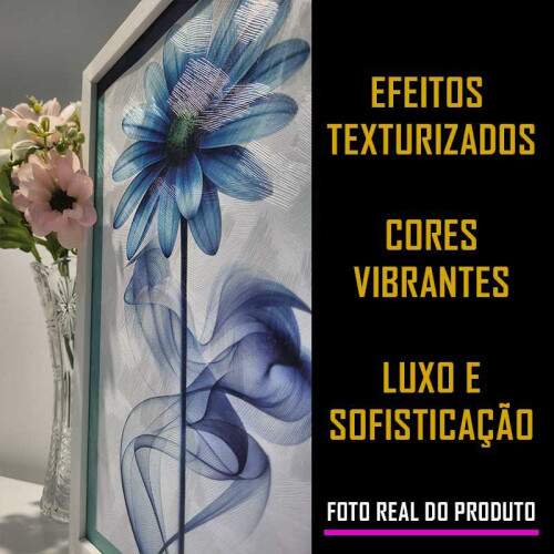 Quadro Floral Abstrato Florescer �ndigo: Paz e serenidade