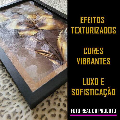 Quadro Floral Abstrato Dourado Supremo: Luxo e eleg�ncia