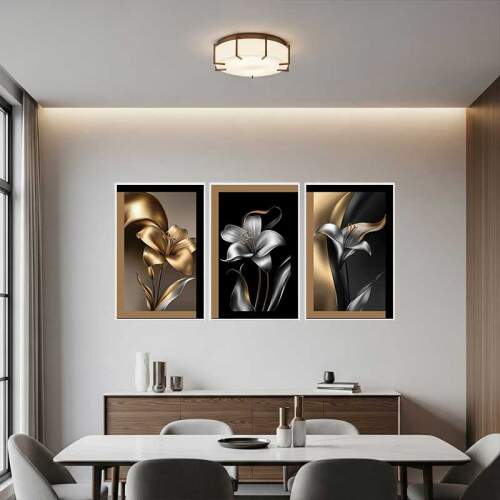 Quadro Floral Abstrato Dourado Supremo: Luxo e eleg�ncia