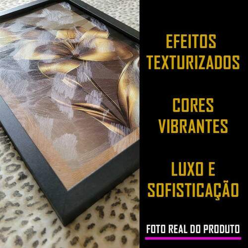 Quadro Floral Abstrato Dourado Supremo 2: Luxo e eleg�ncia