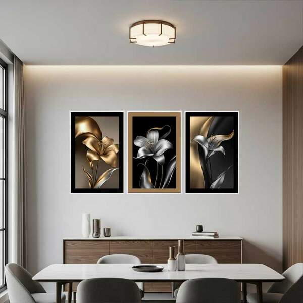 Quadro Floral Abstrato Dourado Supremo 2: Luxo e elegncia