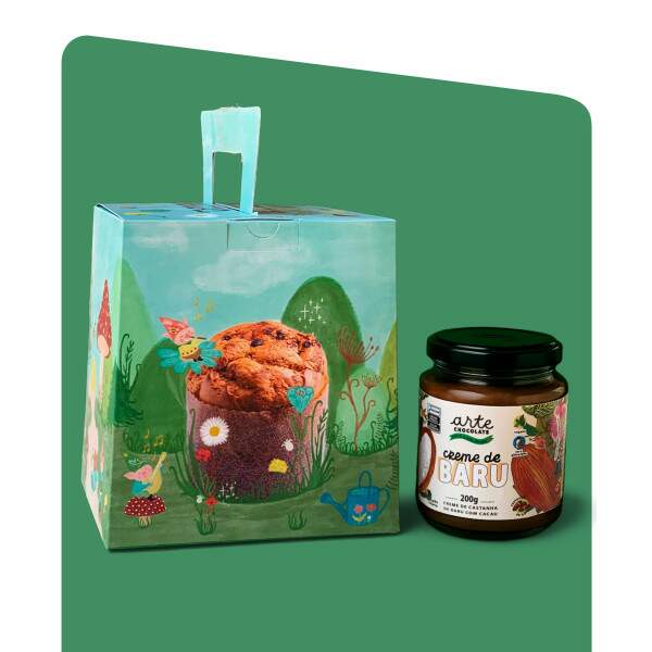 Kit Natal Vegano Chocotone + Creme de Baru & Cacau
