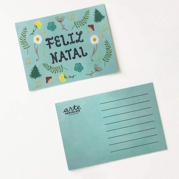 Carto de Presente Feliz Natal + Sacola Arte Chocolate