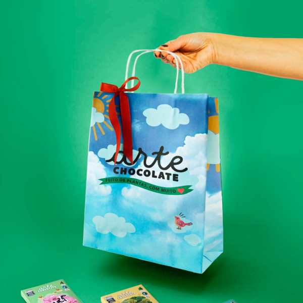 Carto de Presente Feliz Natal + Sacola Arte Chocolate