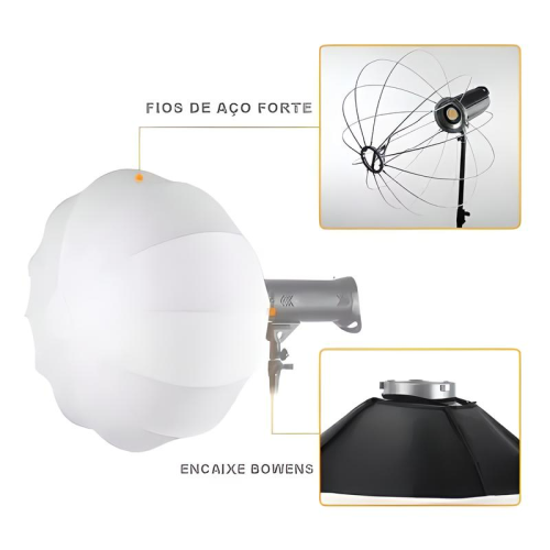 Softbox Balao Chines 65cm Greika Bowens Para Luz Continua